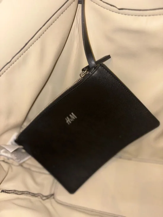 H & M Canvas and Black Leather Trim Tote Bag - Beige/Black - Picture 6 of 8